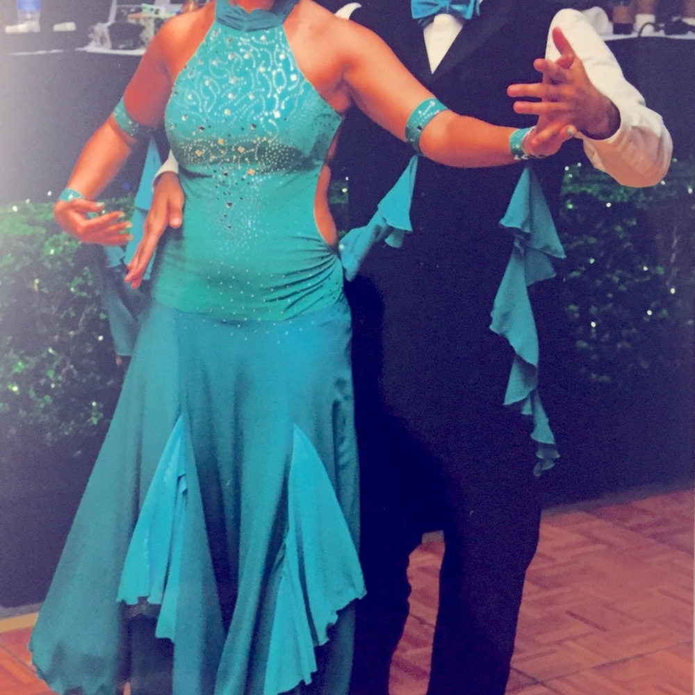 Emerald green ballroom smooth dress